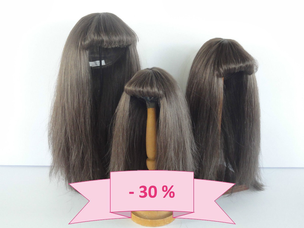 30% PROMO - PERRUQUE POUR POUPEE T1 (18 cm) 100% cheveux naturels - G. BRAVOT