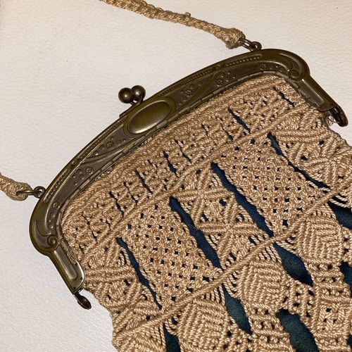 wunderschöne Jugendstil Tasche geflochten Makramee mit Fransen - Bild 5 von 6
