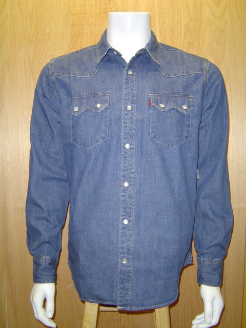 LEVI'S MEN'S SAWTOOTH PEARL SNAP FRONT WESTERN DENIM SHIRT AUTHENTIC STONEWASH | eBay
