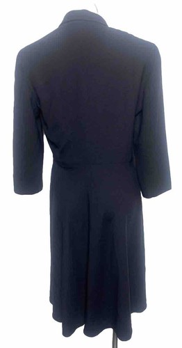 Armani Collezioni Italy Navy Blue Wrap Wool Blend Dress 12 Career 3/4 sleeve - Picture 6 of 12
