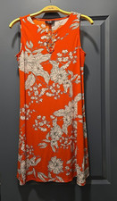 MSK Women's Dress Petite Small Sleeveless Orange Tropical Floral Chain Neckline