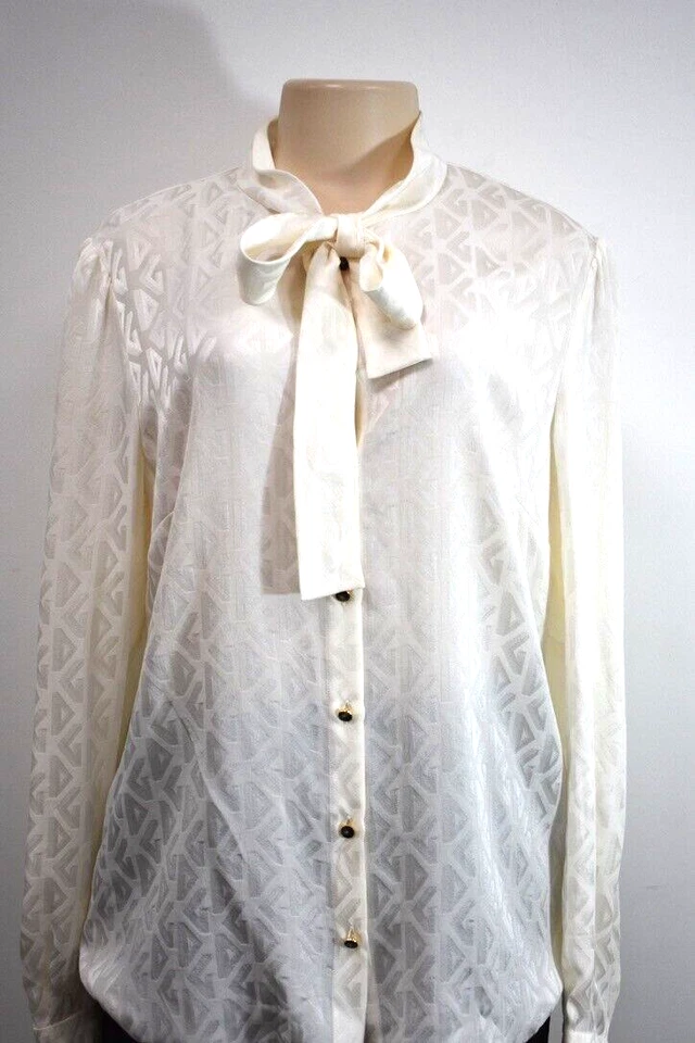 Blusa Top Dolce&Gabbana Off White Seda Para Mujer Talla Mediana/8US En Oferta Talla Foto 4 de 4