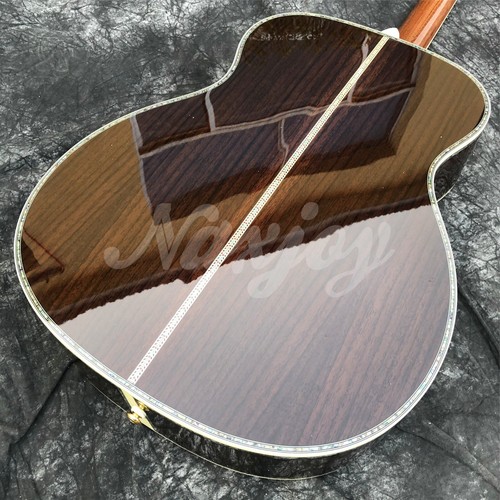 Guitarra acústica personalizada de 40 pulgadas tipo OM abeto sólido abulón diapasón ébano diapasón - Imagen 6 de 8