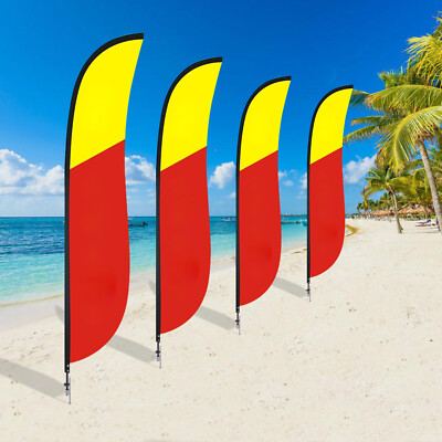 12ft Pole Spike Ground Stake Feather Flutter Swooper Flag Mount Kit 4 Pack Set