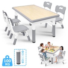 Tavolo e sedia per bambini 120x60 cm insieme tavolo da gioco con 4 sedie altezza regolabile