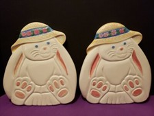 Rabbit Plate Easter Bunny Trivet Treasure Craft Set Bonnet Made in USA White