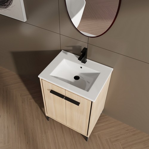 24/30 Bathroom Vanity Storage Cabinet with Ceramic Sink Top Basin Vanities Combo - Picture 15 of 20
