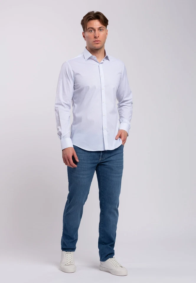 Camicia Uomo Manica Lunga Cotone Microfantasia INGRAM 5T061-30-SLI-C - Immagine 3 di 4