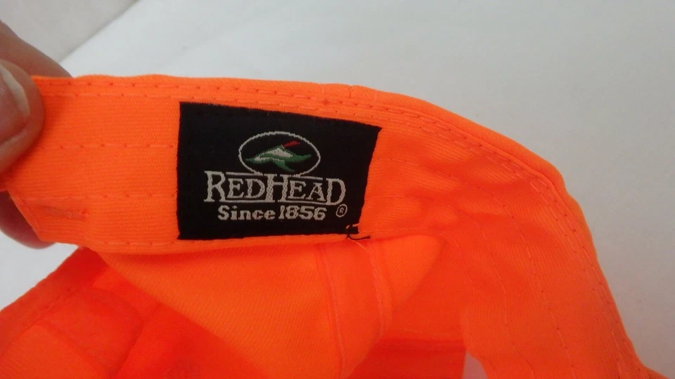 Red Head Hat Blaze Orange Adjustable Snapback Cap Duck Hunter Hunting Excellent - Image 3 of 4