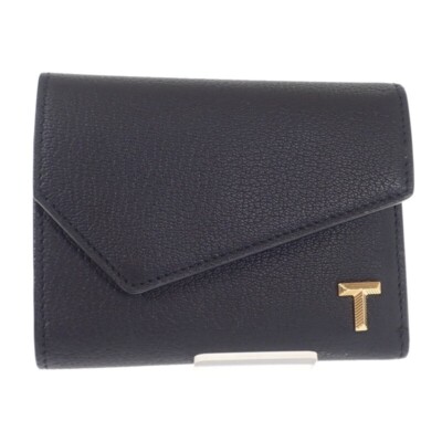 【Tiffany & Co. 】 Tウォレット 三つ折り財布 黒 レザー TIFFANY&Co. T Wallet Trifold Wallet Leather Black Women's ISY | eBay