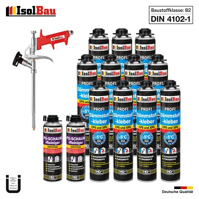 Dämmstoffkleber EPS XPS Klebeschaum 11 x 750ml + 2 x PU-Reiniger + Schaumpistole