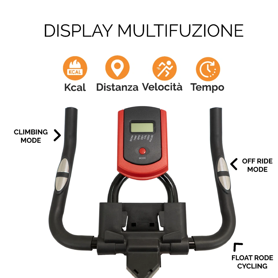 CYCLETTE CARDIO BIKE CYCLETTE DA ALLENAMENTO BICI FITNESS VOLANO 13KG BICICLETTA - Immagine 3 di 4