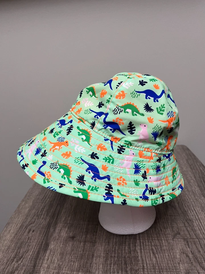 Sombrero de cubo verde naranja dinosaurio sol playa océano verano comodidad niños Foto 2 de 4