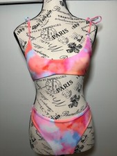 New 2- Piece Bikini, Pink  Blue Tie-Dye