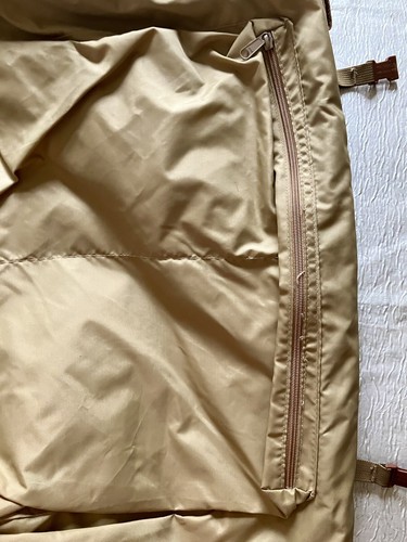 Vtg Eddie Bauer Duck Canvas Leather FORD Folded Hanging Garment Travel Bag - Picture 17 of 24