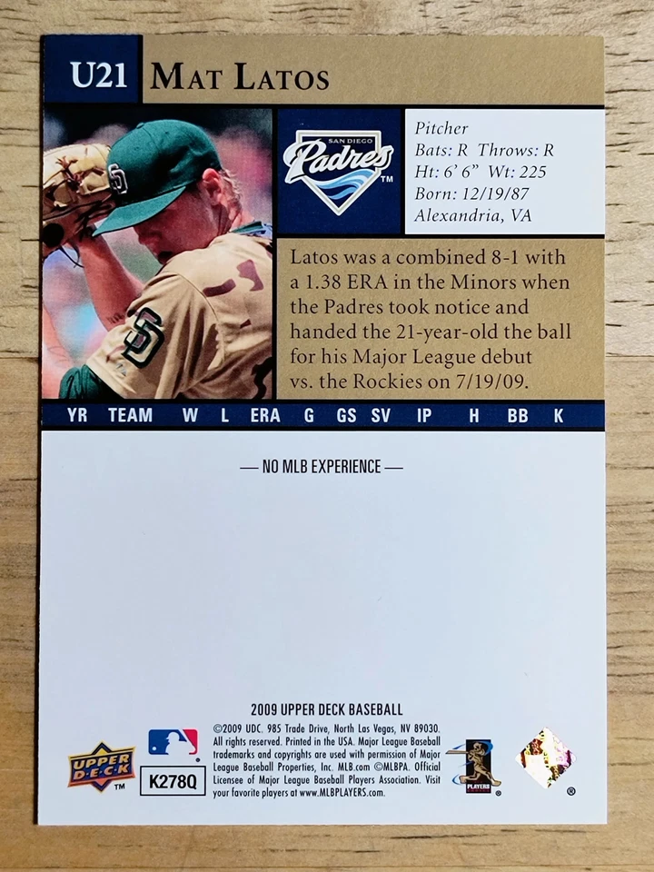 2009 Upper Deck Update #U21 Mat Latos RC (NM) - Image 2 of 2