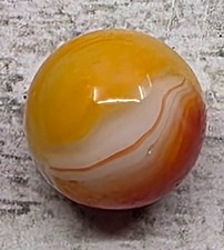 Vintage Vitro Agate Conqueror Yellow and White Tri-Lite Glass Marble Collectible