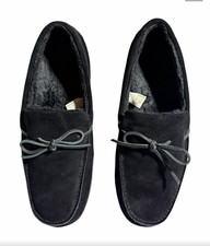 Vionic Irving Adler Men's Black Suede Lined Moccasin Slip-On Slipper US 12