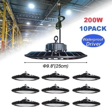 10 Pack 200W UFO Led High Bay Light Industrial Commercial Warehouse Factory Shop