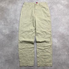 Tommy Hilfiger Chino Trousers Mens 32" Vintage 90s Flag Logo Pants, Beige