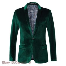Men Velvet Work Blazer Jacket Business Casual Button Slim Fit Suit Coat Tops