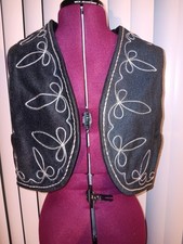 Gray Unisex Costume Vest For Belly Dance Or Halloween Hand Stitched Design