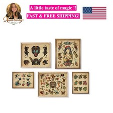Vintage Tattoo Flash Wall Art Decor - Gifts for Tattooist - Tattoo Poster P...