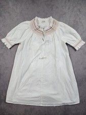 Madewell Dress Women's Medium White Rainbow Smocked Trapeze Pom Pom Tie Boho
