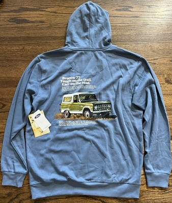 Ford Bronco 1967 Vintage Graphic Pullover Blue Hoodie Men s Size Large NWT