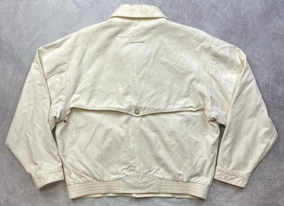 Vintage 90s Boston Traders Bomber Jacket Size XL White - Image 2 of 4