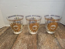 Vintage Georges Briard Signed Mid-Century Glasses Set of 3 Mcm Hollywood Regency