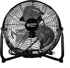 Comfort Zone Cradle Floor Fan, 12 inches, 3 Speeds, All Metal, 180 Degree Tilt