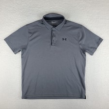 Under Armour Polo Shirt Mens XL Dark Gray Loose Performance Short Sleeve 
