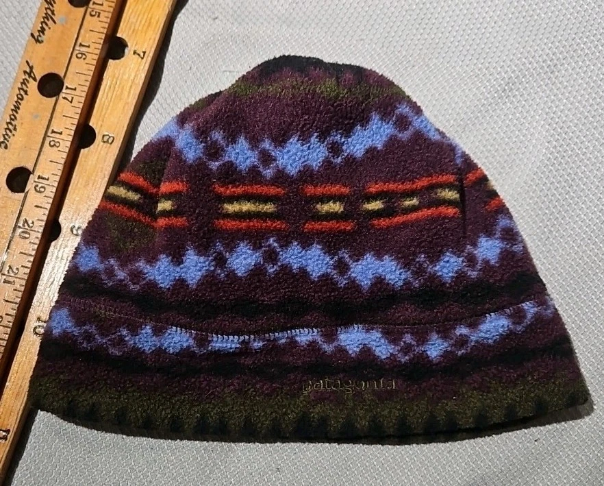 Vintage Patagonia Hat Beanie Large Multicolor Fleece Aztec Made In USA 1990's