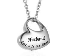 Cremation Urn Necklace for Ashes Urn Jewelry,Forever in My Heart Carved Loc - 08