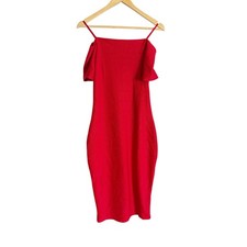 Love J Red Bodycon Off the Shoulder Short Sleeve Knee Length Cocktail Dress M