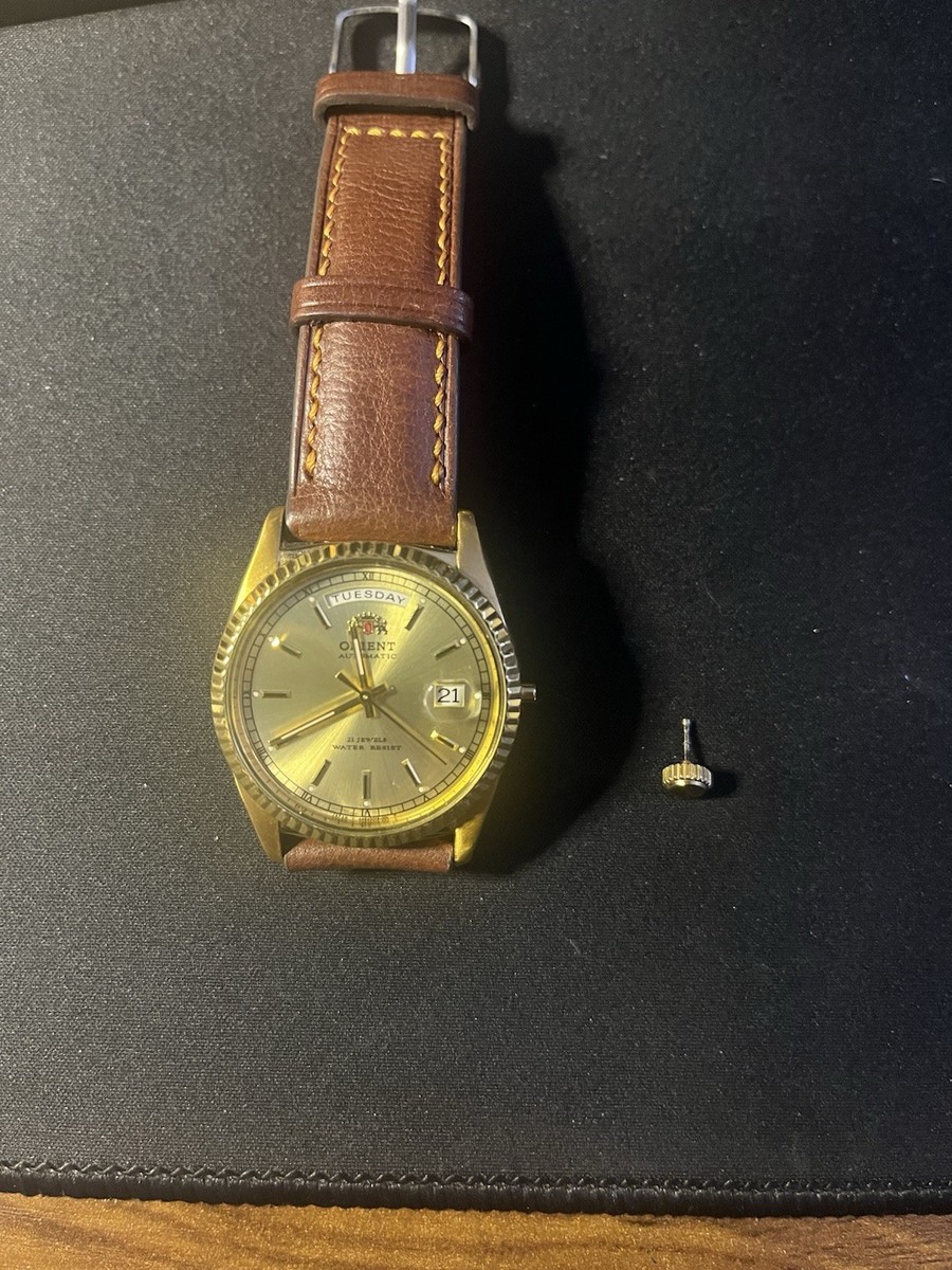 RARE Orient President Day Date Gold Dial 46E901-91 READ