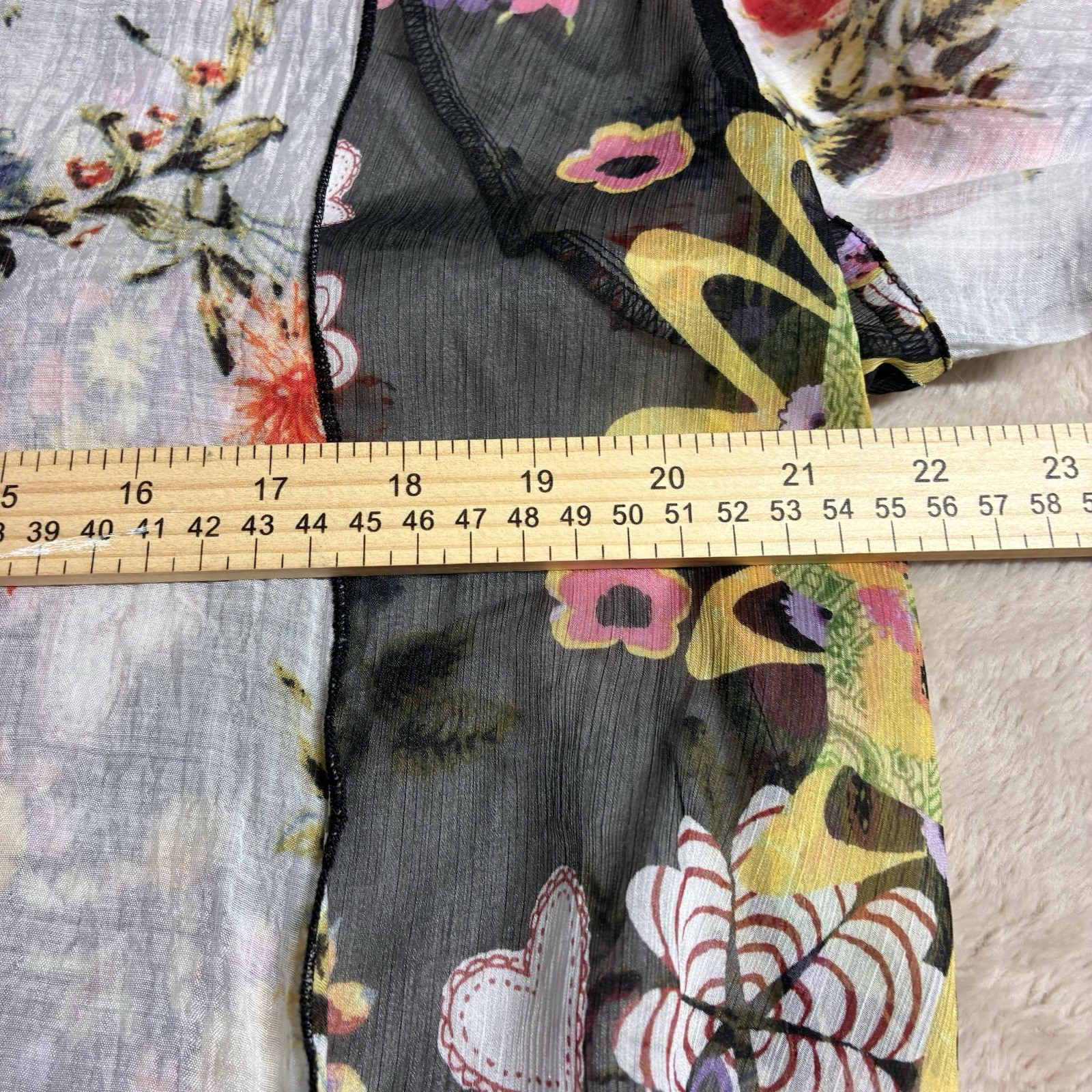 John Mark Patchwork Floral Sheer Boho Button Blou… - image 7