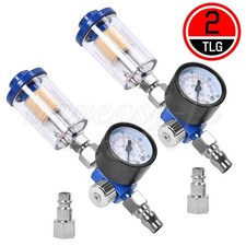 2x 1/4" Druckluft Filter Druckminderer Manometer Luftregler f&uuml;r Lackierpistole
