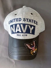 US Navy Hat JWM Wholesale Inc. Jersey material Adjustable Strap Leather Like