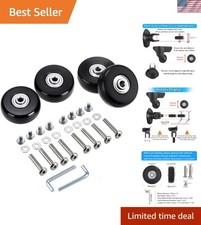50mm x 18mm Set of 4 Luggage Suitcase Replacement Wheels with Bearings, Black...
