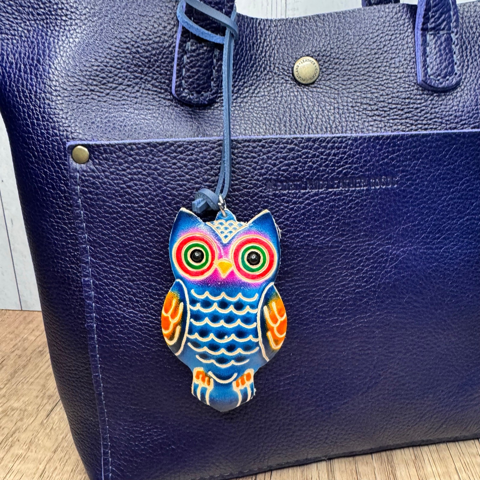 Genuine Leather Owl Purse Charm