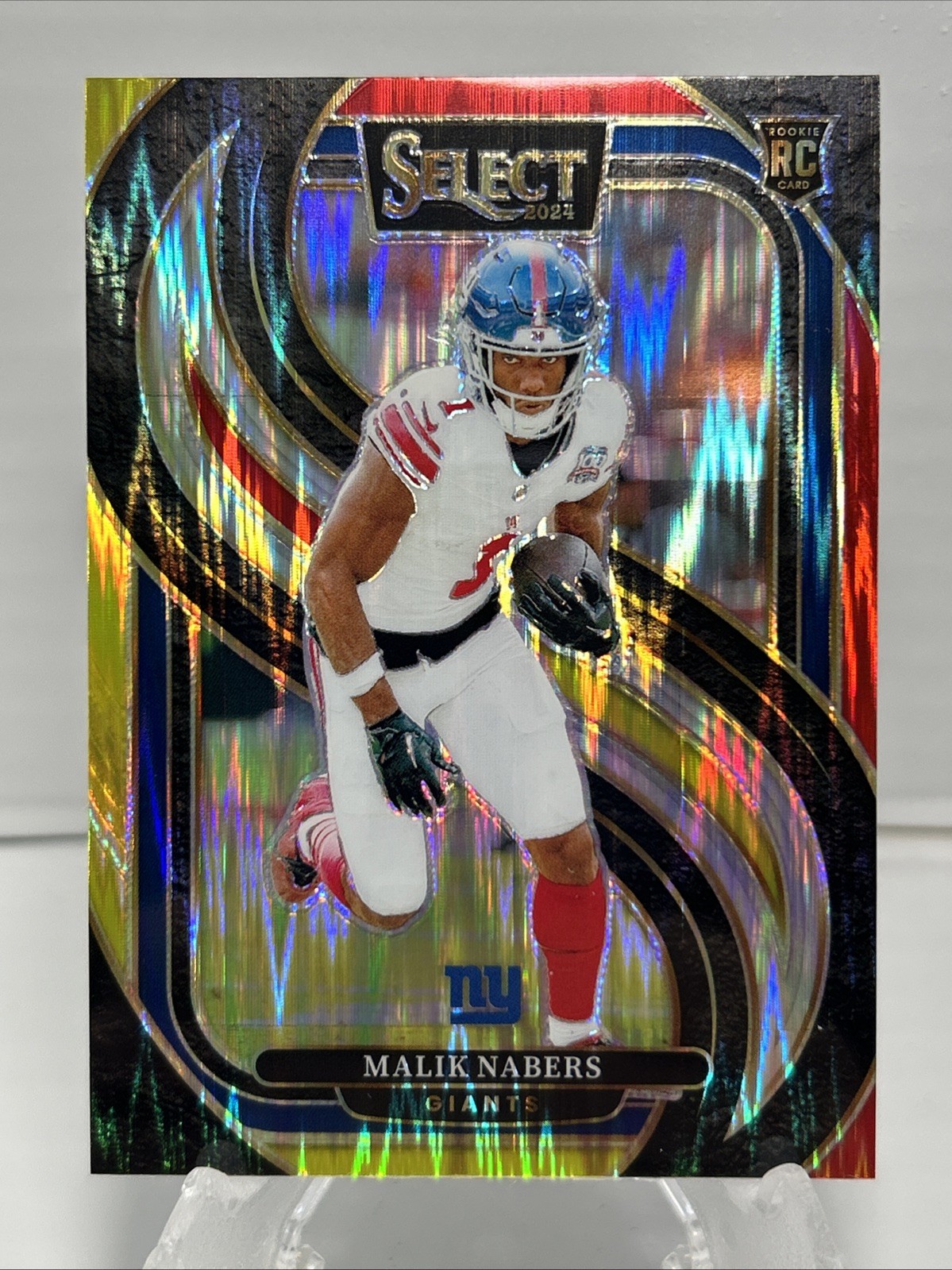 2024 Panini Select - Premier Level Malik Nabers #116 Red & Yellow Shock Prizm...