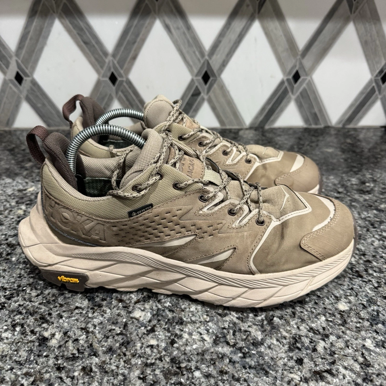 Hoka One One Anacapa 1 Low Gtx Shoes Mens Size 9 Beige Hiking Outdoor Trail Run