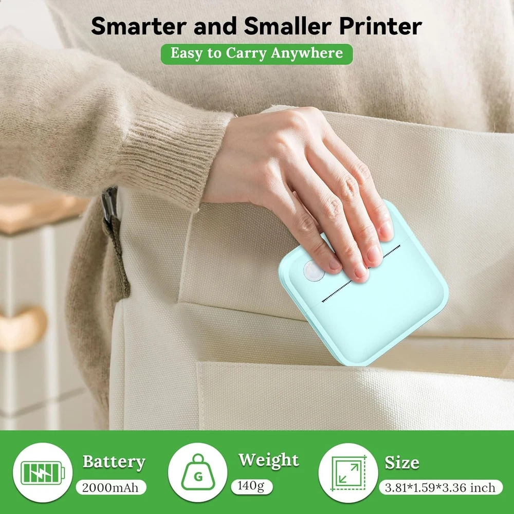 Bluetooth Mini Label Maker Machine with Blue Tape - Portable Sticker Printer