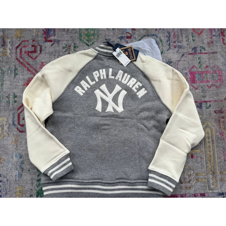 New York Yankees Polo Ralph Lauren Raglan Full-Button Jacket - Gray - Image 4 of 4