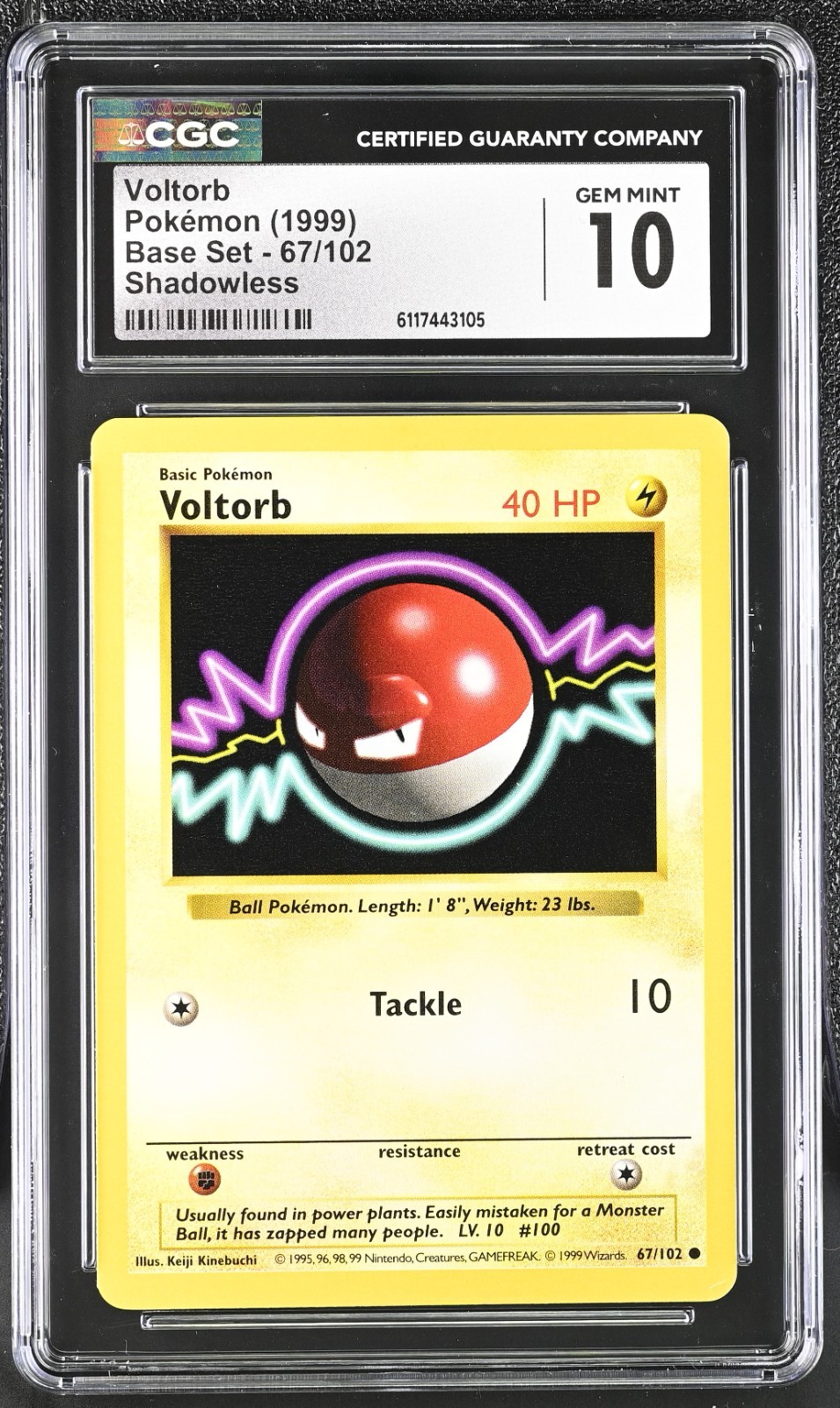 Pokemon Card Voltorb 67/102 Shadowless Base Set 1999 CGC 10 GEM MINT