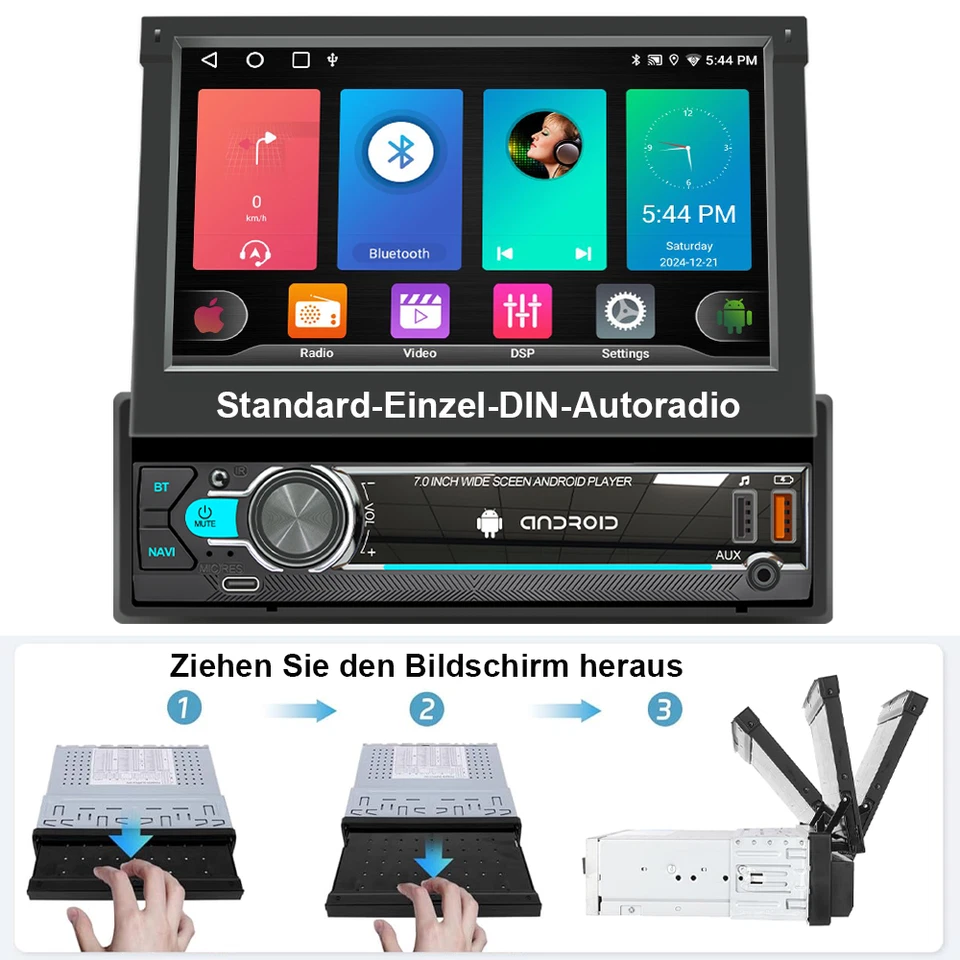 DVR+7" Flip Out Screen 64GB Android13 Carplay Autoradio GPS Für 1999-2004 Zafira - Bild 2 von 4