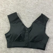 Tommie Copper Sports Bra Womens Large Black Zip Shoulder Support Activewear Gym