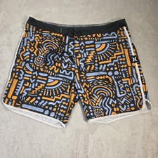 Hurley Board Shorts Mens Size 40 Orange Blue Black Phantom Kialua 18" Surf Sun